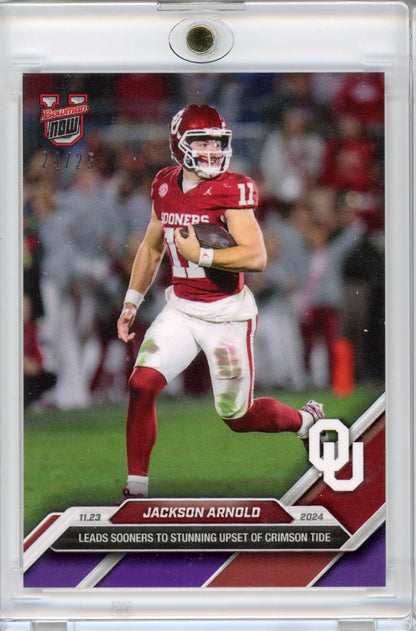 2024 Topps Bowman U Now Jackson Arnold #46 Purple #/25 Oklahoma Sooners Rookie RC Football Card