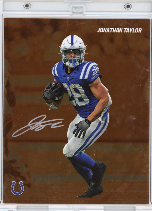 Autographed/Signed 2024 Under Wraps Emanate Jonathan Taylor Indianapolis Colts Orange /25 8x10 Football Card Photo Fanatics COA