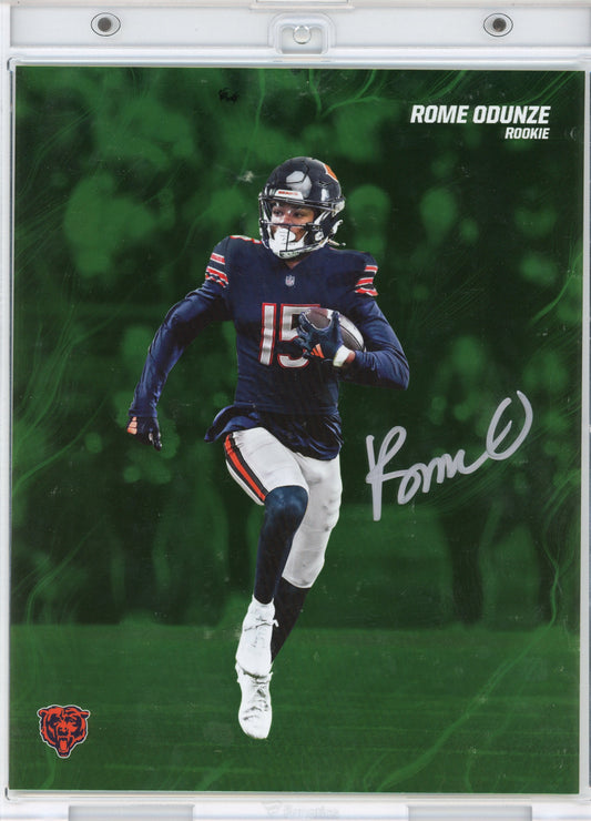 Autographed/Signed 2024 Under Wraps Emanate Rome Odunze Chicago Bears Rookie Green /99 8x10 Football Card Photo Fanatics COA