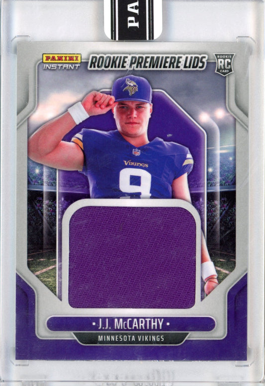 2024 Panini Instant JJ McCarthy #RPL-18 Rookie Premiere Lids #/10 Rookie RC Football Card