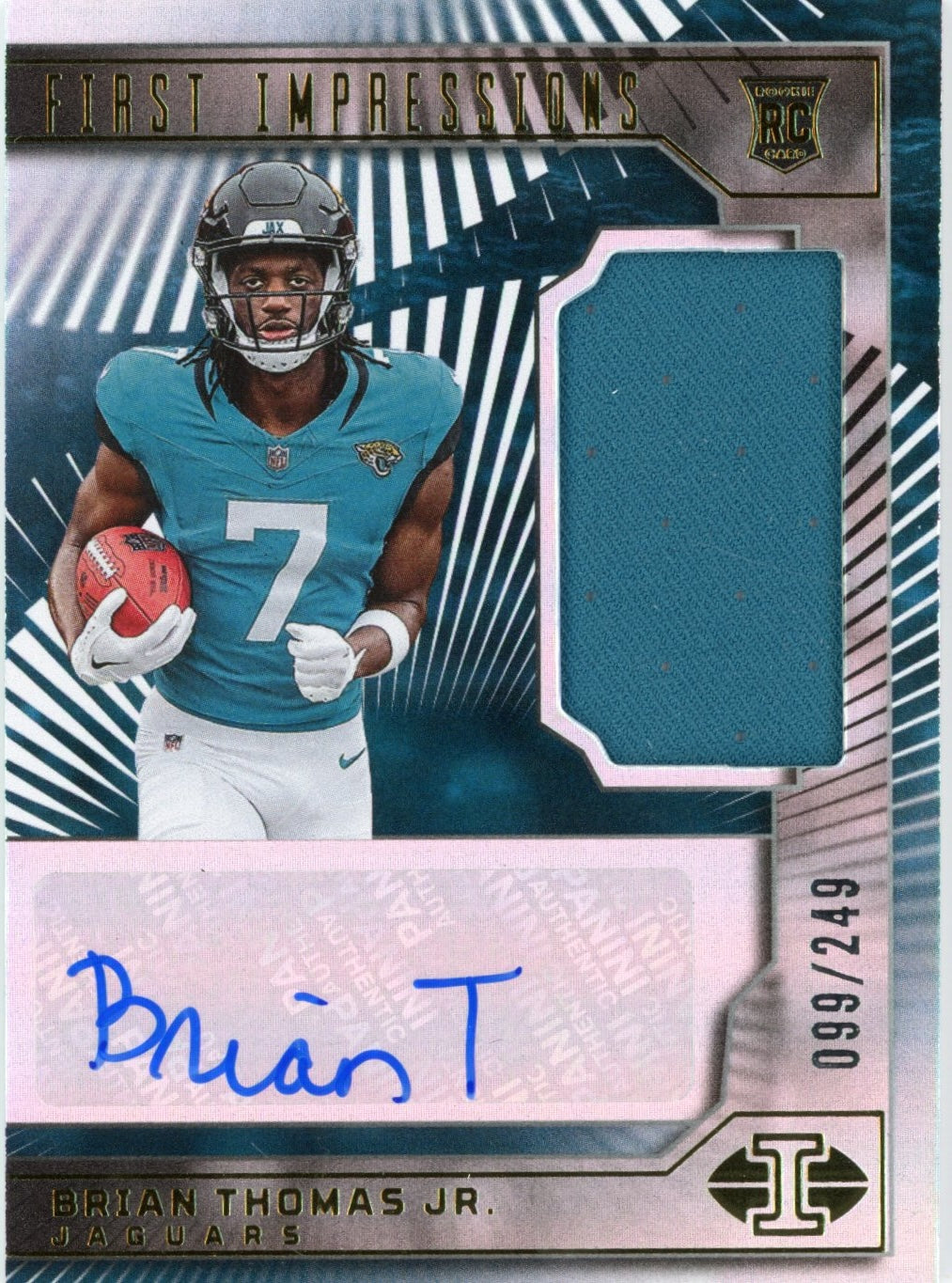 2024 Panini Illusions Brian Thomas Jr #108 First Impressions Auto #/249 Rookie RC Football Card