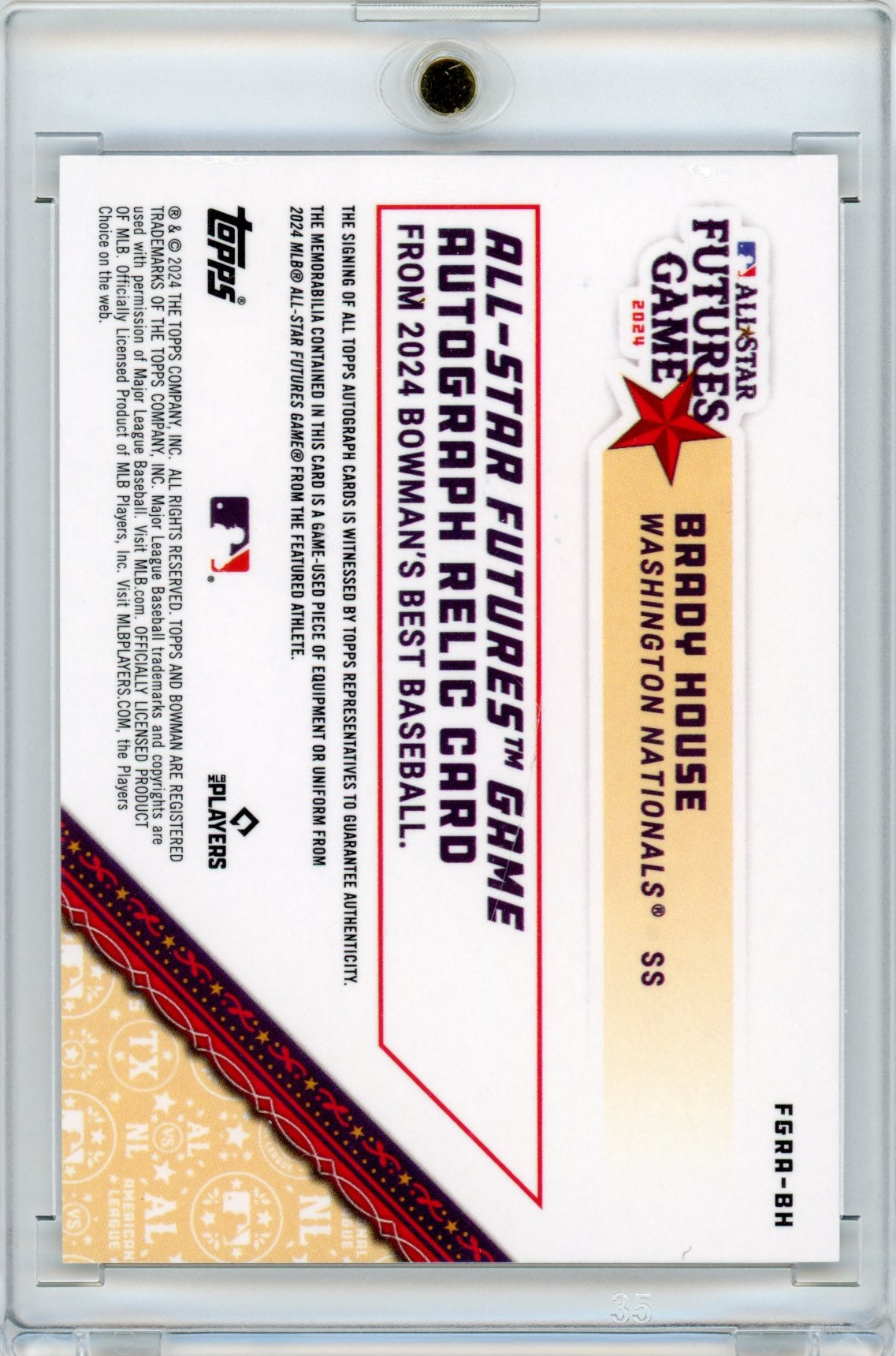 2024 Topps Bowmans Best Brady House #FGRA-BH Futures Game Auto #/500 Rookie RC Baseball Card