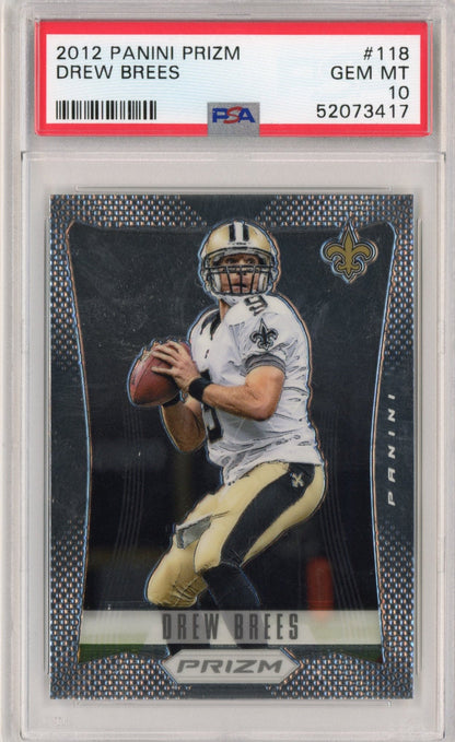Graded 2012 Panini Prizm Drew Brees #118 Football Card PSA 10 Gem Mint