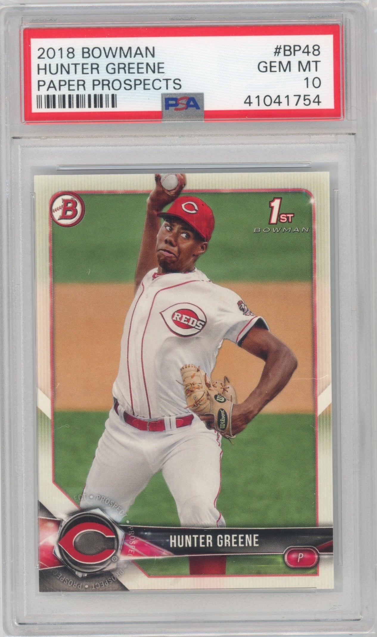 Graded 2018 Topps Bowman Hunter Greene #BP48 Paper Prospects Rookie RC Baseball Card PSA 10 Gem Mint