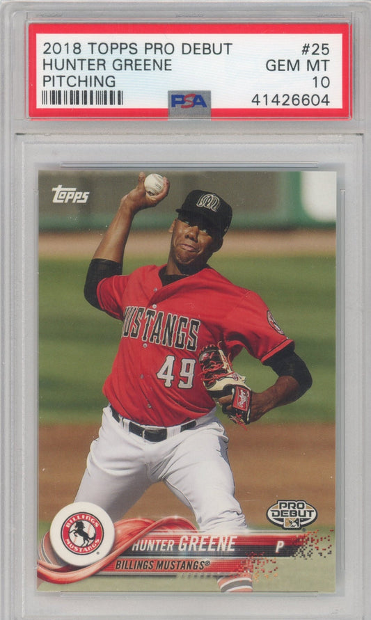 Graded 2018 Topps Pro Debut Hunter Greene #25 Pitching Rookie RC Baseball Card PSA 10 Gem Mint