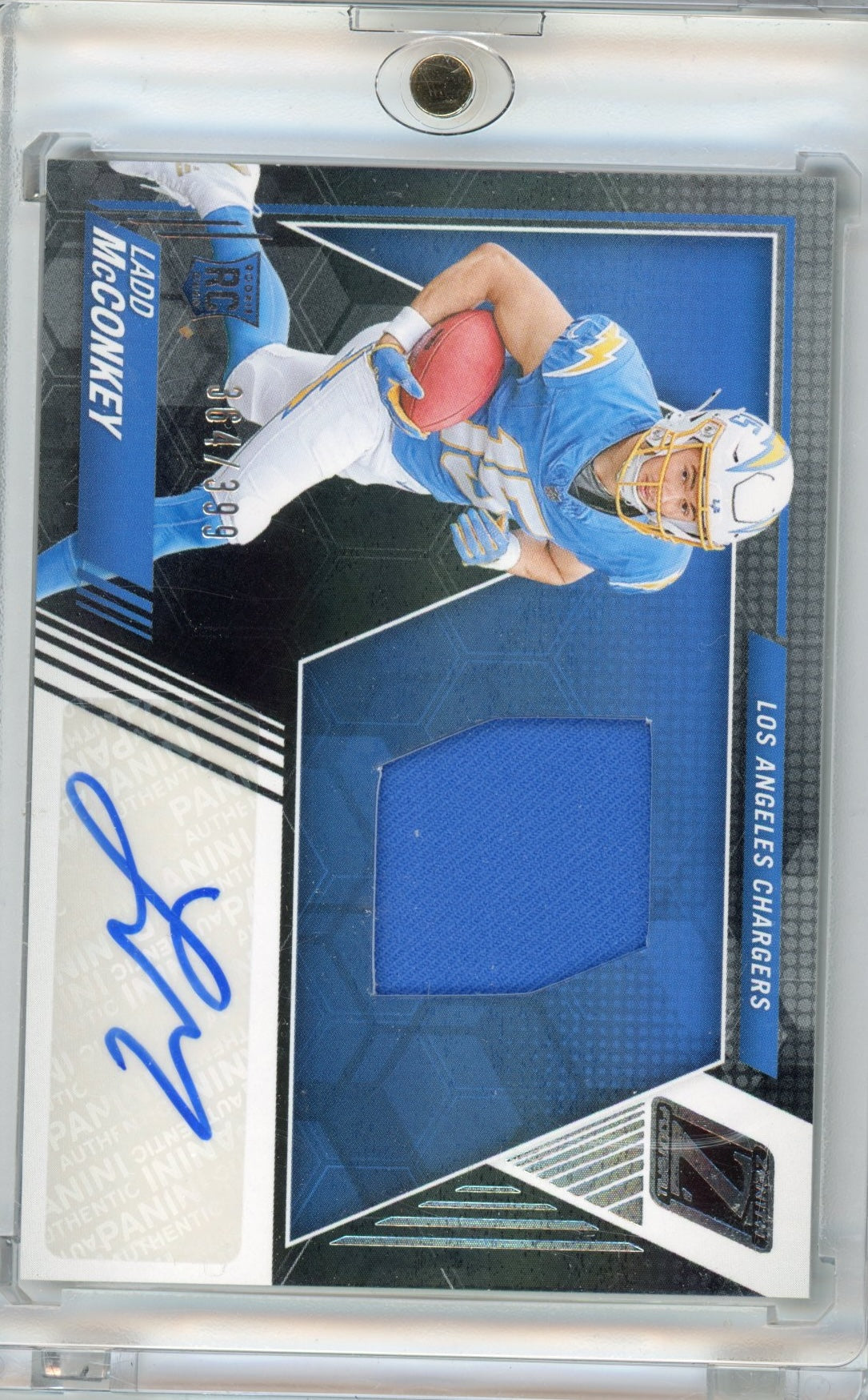 2024 Panini Zenith Ladd McConkey #212 Relic Autograph /399 Rookie RC Football Card