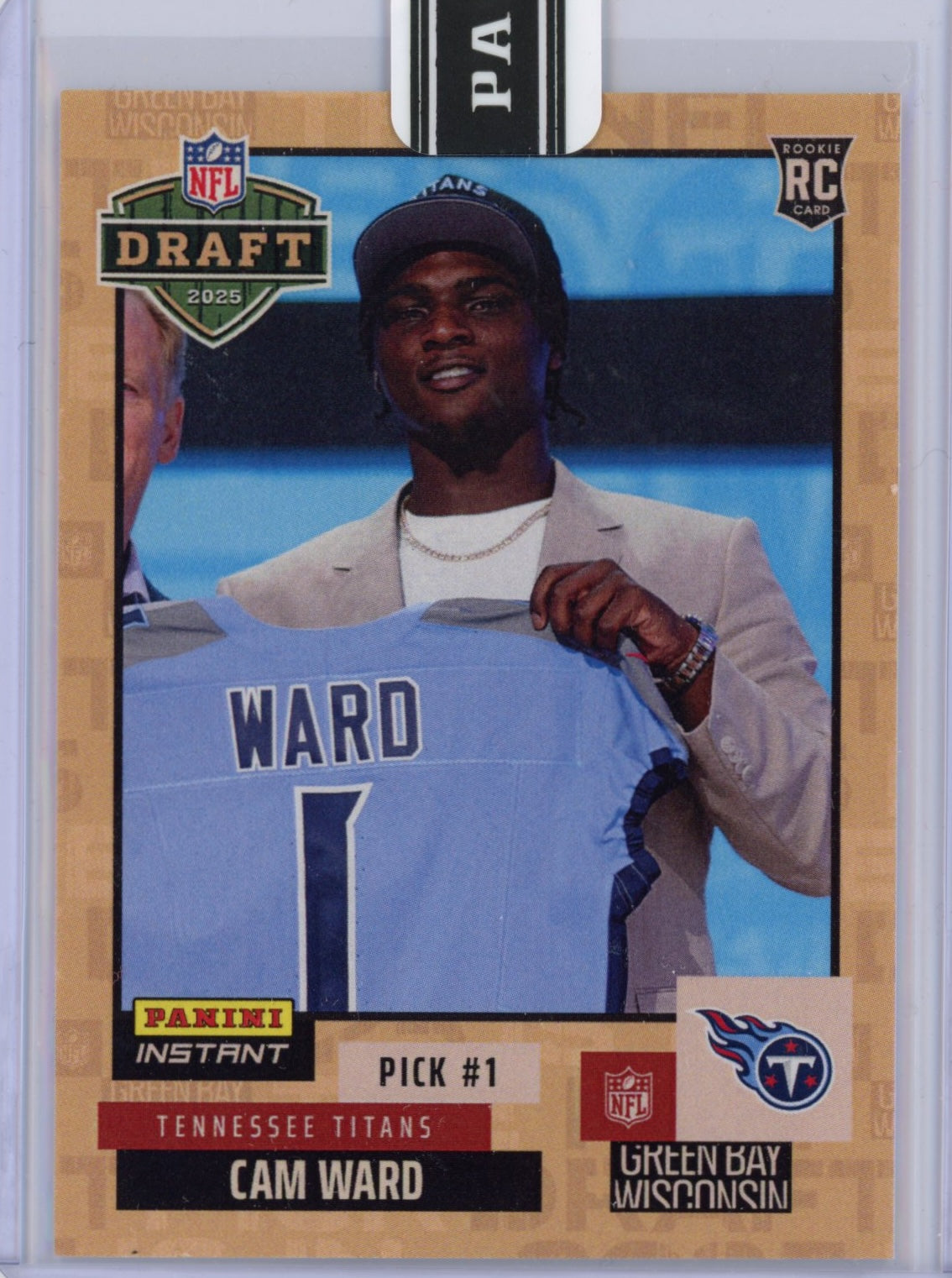 2025 Panini Instant NFL Cam Ward #DN1 Draft Night Beige /25 Tennessee Titans Rookie RC Football Card