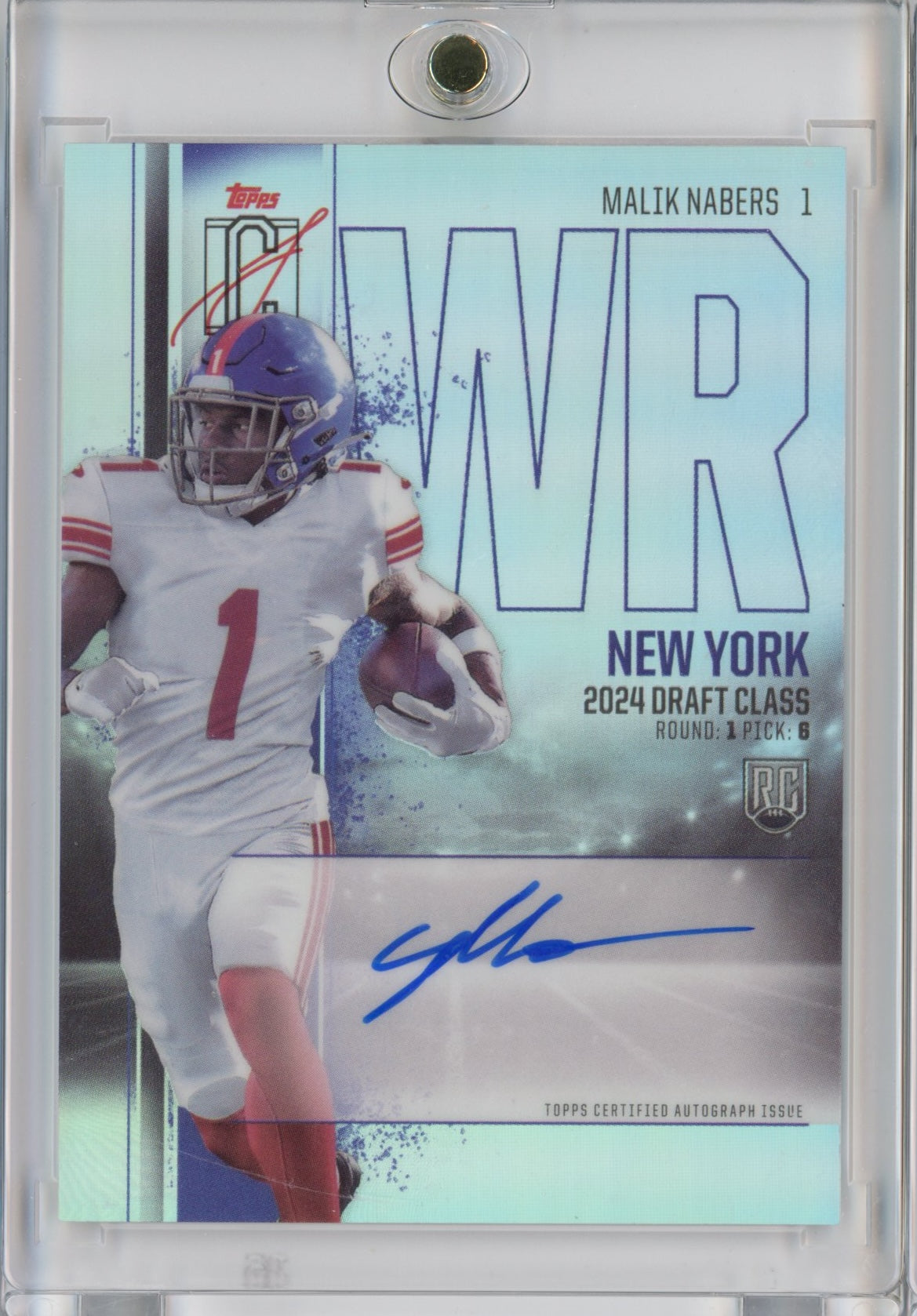 2024 Topps Malik Nabers #RCVMN Signature Class Chrome Autograph Variation New York Giants Rookie RC Football Card