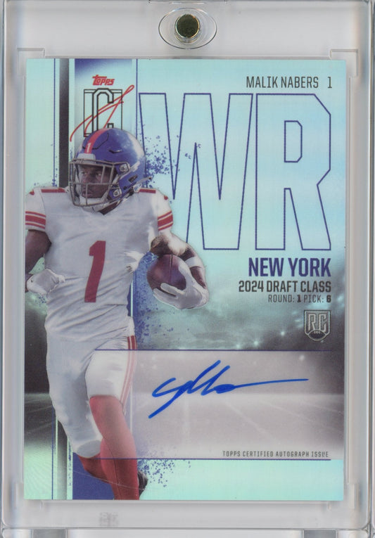 2024 Topps Malik Nabers #RCVMN Signature Class Chrome Autograph Variation New York Giants Rookie RC Football Card