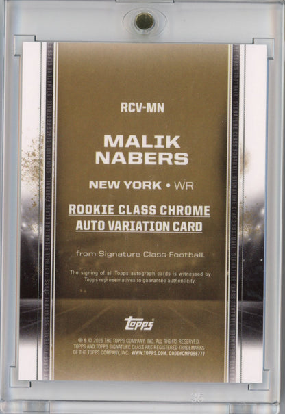 2024 Topps Malik Nabers #RCVMN Signature Class Chrome Autograph Variation New York Giants Rookie RC Football Card