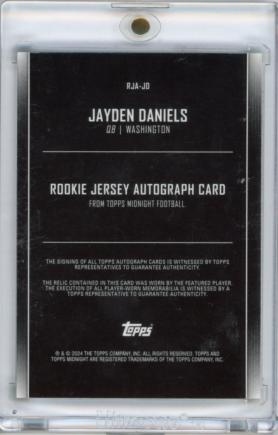 2024 Topps Midnight Jayden Daniels #RJAJD Rookie Jersey Auto Washington Commanders Rookie RC Football Card
