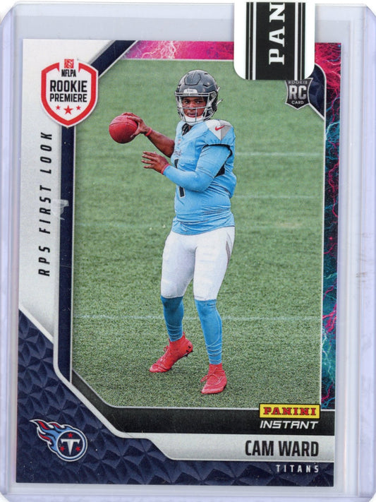 2025 Panini Instant NFL Cam Ward #4 RPS First Look Lightning /5 Tennessee Titans Rookie RC Football Card