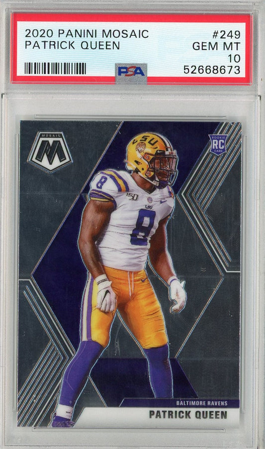 Graded 2020 Panini Mosaic Patrick Queen #249 Rookie RC Football Card PSA 10 Gem Mint
