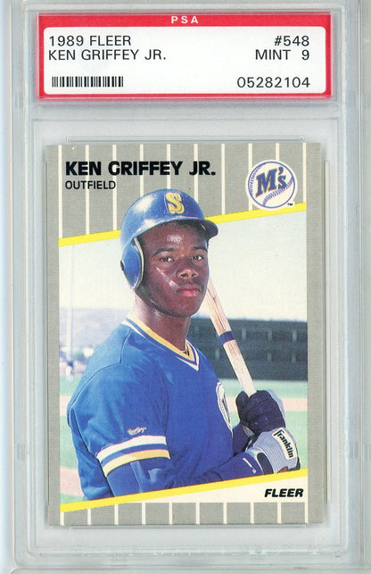 Graded 1989 Fleer Ken Griffey Jr. #548 Rookie RC Baseball Card PSA 9 Mint