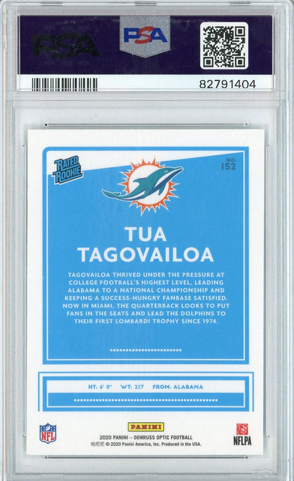 Graded 2020 Panini Donruss Optic Tua Tagovailoa #152 Rookie RC Football Card PSA 10 Gem Mint