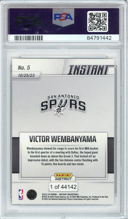 Graded 2023 Panini Instant Victor Wembanyama #5 Rookie RC Basketball Card PSA 10 Gem Mint