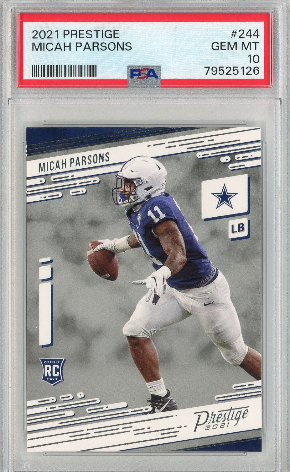 Graded 2021 Panini Prestige Micah Parsons #244 Rookie RC Football Card PSA 10 Gem Mint
