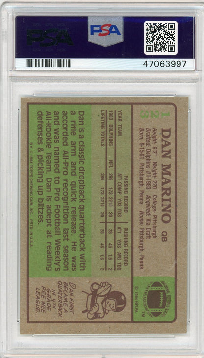 Graded 1984 Topps Dan Marino #123 Rookie RC Football Card PSA 8 NM-MT