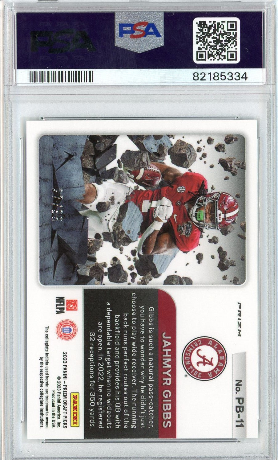 Graded 2023 Prizm Draft Picks Jahmyr Gibbs #PB11 Prizm Break Blue Ice Rookie RC Football Card PSA 10 Gem Mint