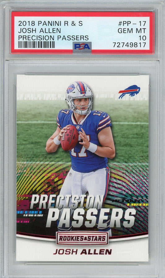 Graded 2018 Panini R & S Josh Allen #PP17 Precision Passers Rookie RC Football Card PSA 10 Gem Mint