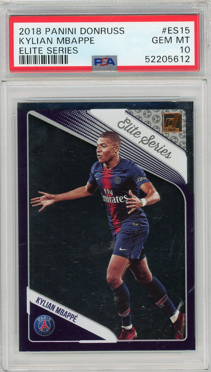 Graded 2018 Panini Donruss Kylian Mbappe #ES15 Elite Series Soccer Card PSA 10 Gem Mint