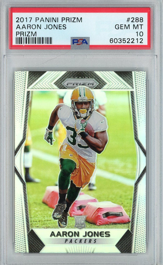Graded 2017 Panini Prizm Aaron Jones #288 Prizm Rookie RC Football Card PSA 10 Gem Mint