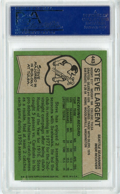 Graded 1978 Topps Steve Largent #443 2nd Year Football Card PSA 9 Mint