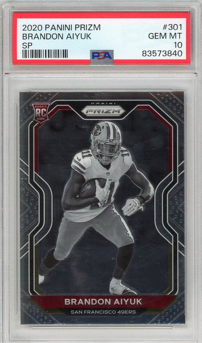 Graded 2020 Panini Prizm Brandon Aiyuk #301 SP Rookie RC Football Card PSA 10 Gem Mint