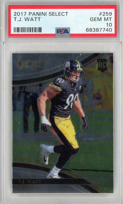 Graded 2017 Panini Select TJ Watt #259 Rookie RC Football Card PSA 10 Gem Mint