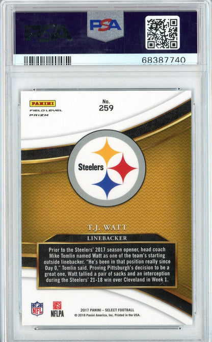 Graded 2017 Panini Select TJ Watt #259 Rookie RC Football Card PSA 10 Gem Mint