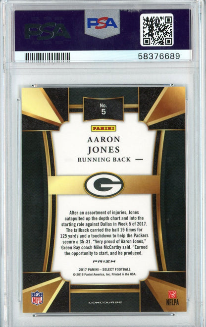 Graded 2017 Panini Select Aaron Jones #5 Rookie RC Football Card PSA 10 Gem Mint