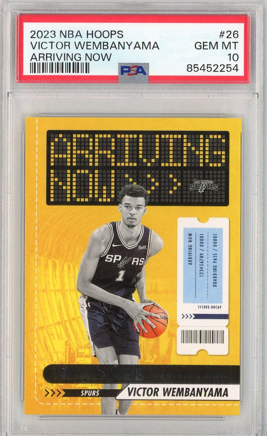 Graded 2023 NBA Hoops Victor Wembanyama #26 Arriving Now Rookie RC Basketball Card PSA 10 Gem Mint