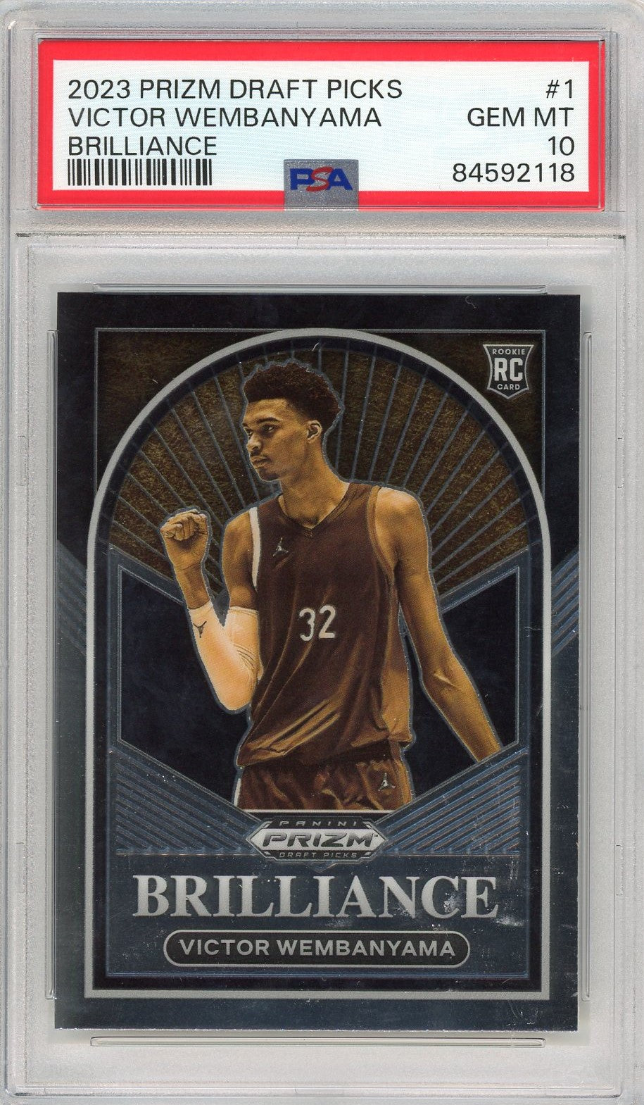Graded 2023 Panini Prizm Draft Picks Victor Wembanyama #1 Brilliance Rookie RC Basketball Card PSA 10 Gem Mint