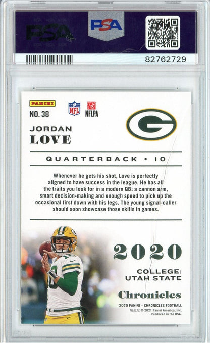 Graded 2020 Panini Chronicles Jordan Love #38 Rookie RC Football Card PSA 10 Gem Mint
