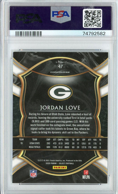 Graded 2020 Panini Select Jordan Love #47 Rookie RC Football Card PSA 10 Gem Mint