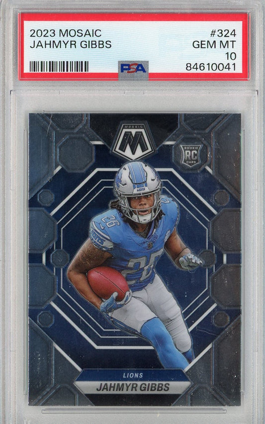 Graded 2023 Panini Mosaic Jahmyr Gibbs #324 Rookie RC Football Card PSA 10 Gem Mint