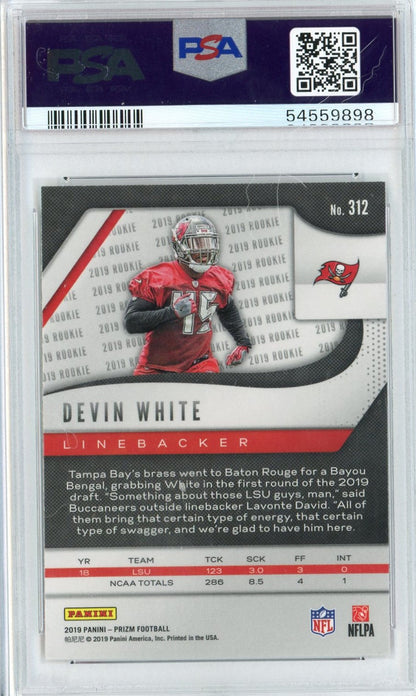 Graded 2019 Panini Prizm Devin White #312 Rookie RC Football Card PSA 10 Mint