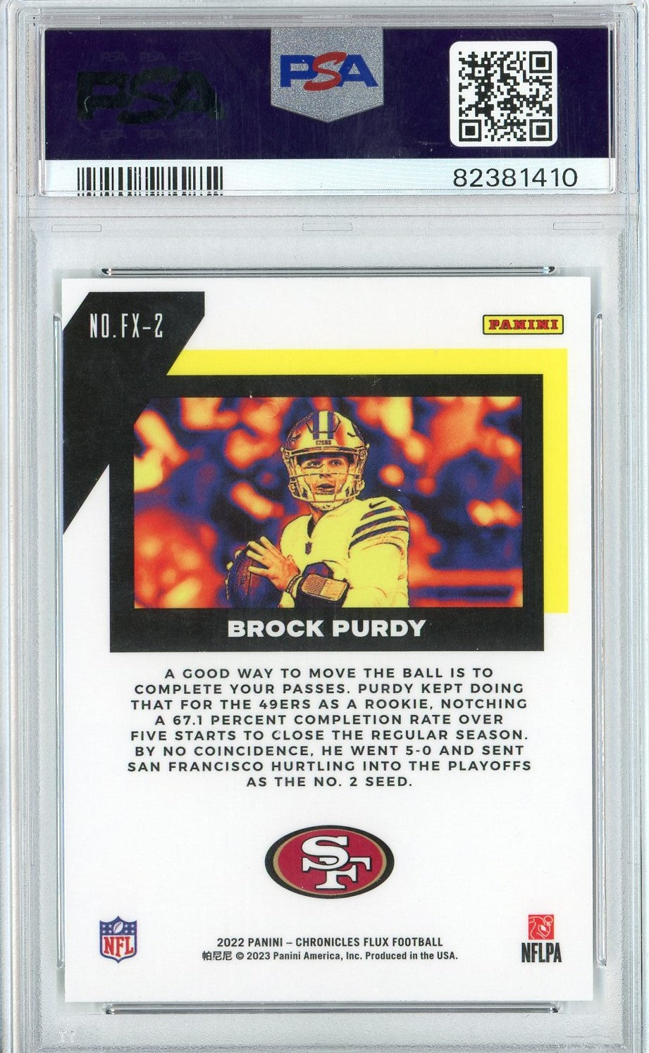 Graded 2022 Panini Chronicles Brock Purdy #FX2 Flux Rookie RC Football Card PSA 10 Gem Mint