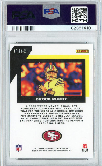Graded 2022 Panini Chronicles Brock Purdy #FX2 Flux Rookie RC Football Card PSA 10 Gem Mint