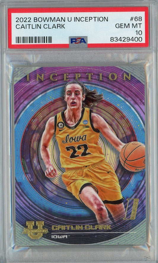 Graded 2022 Topps Bowman U Inception Caitlin Clark #68 Rookie RC Basketball Card PSA 10 Gem Mint
