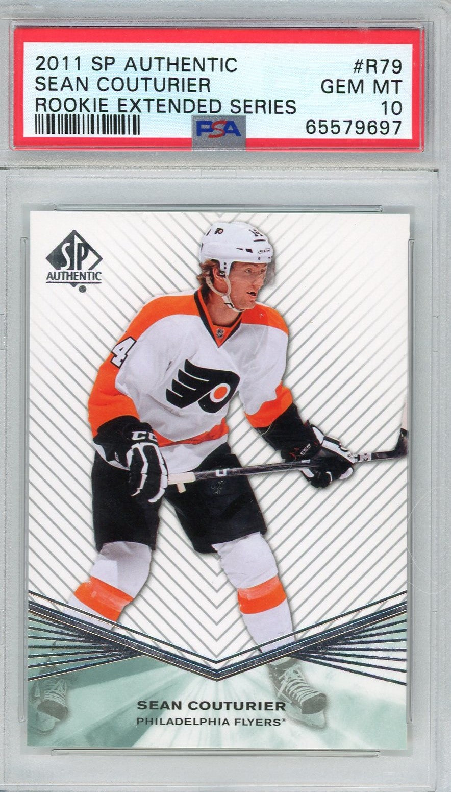 Graded 2011 SP Authentic Sean Couturier #R79 Rookie Extended Series RC Hockey Card PSA 10 Gem Mint