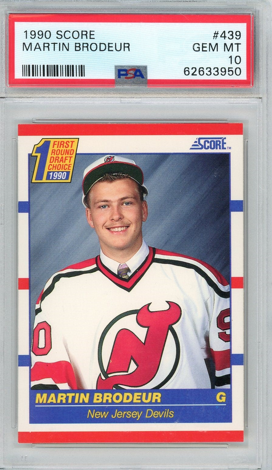 Graded 1990 Score Martin Brodeur #439 Rookie RC Hockey Card PSA 10 Gem Mint