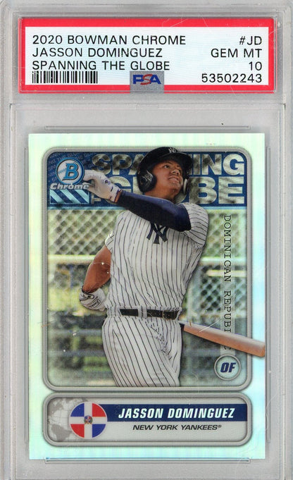 Graded 2020 Topps Bowman Chrome Jasson Dominguez #JD Spanning The Globe Rookie RC Baseball Card PSA 10 Gem Mint