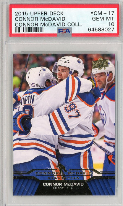 Graded 2015 Upper Deck Connor McDavid #CM-17 Connor McDavid Collection Rookie RC Hockey Card PSA 10 Gem Mint