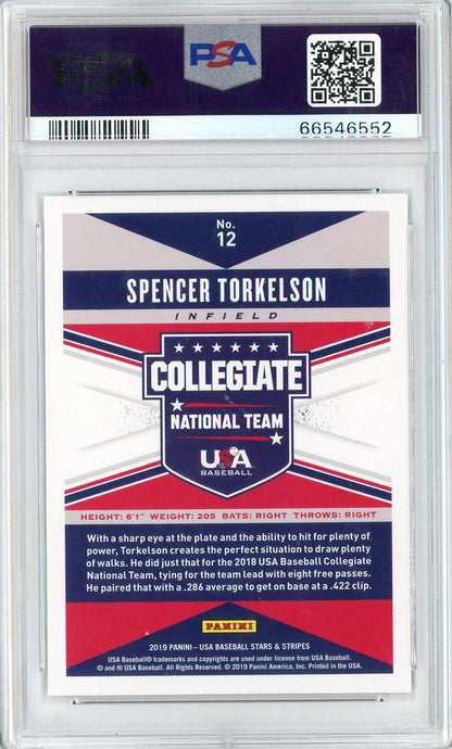 Graded 2019 Panini Stars & Stripes USA Spencer Torkelson #12 Rookie RC Baseball Card PSA 10 Gem Mint