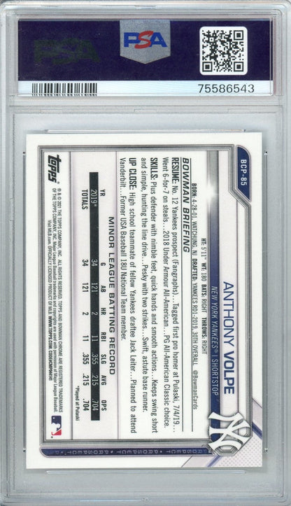 Graded 2021 Topps Bowman Anthony Volpe #BCP85 Chrome Prospects Rookie RC Baseball Card PSA 10 Gem Mint