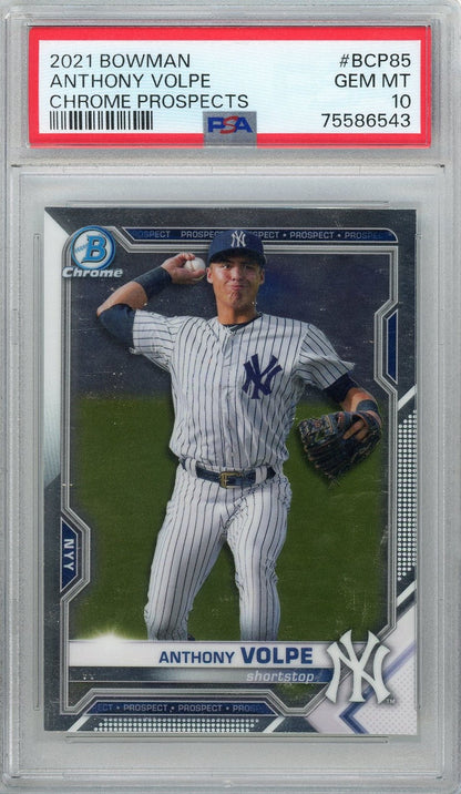Graded 2021 Topps Bowman Anthony Volpe #BCP85 Chrome Prospects Rookie RC Baseball Card PSA 10 Gem Mint