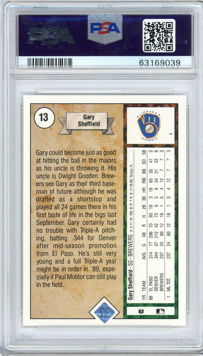 Graded 1989 Upper Deck Star Rookie Gary Sheffield #13 Rookie RC Baseball Card PSA 10 Gem Mint