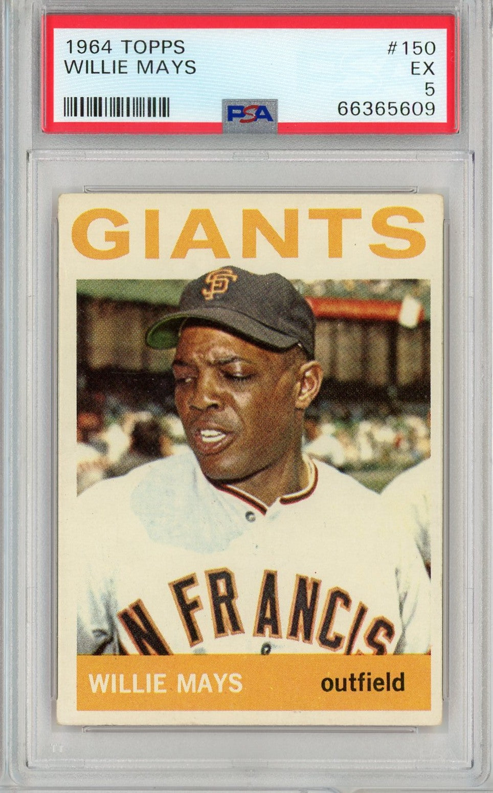 Graded 1964 Topps Willie Mays #150 Baseball Card PSA 5 Excellent