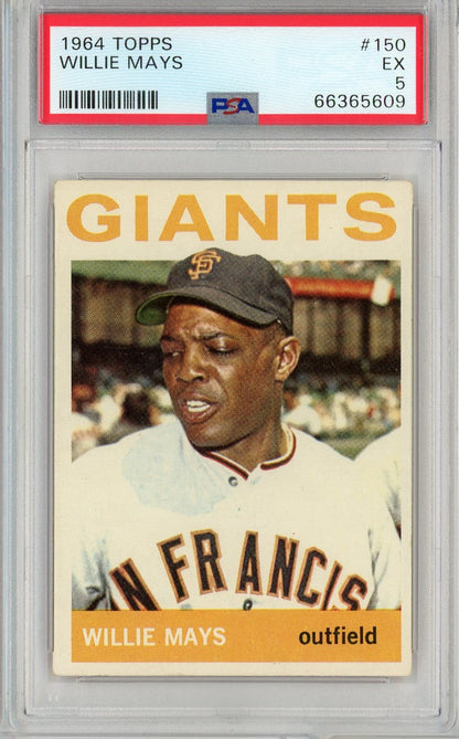 Graded 1964 Topps Willie Mays #150 Baseball Card PSA 5 Excellent